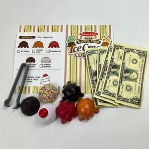 Melissa & Doug Scoop Serve Ice Cream Counter Toppings Set With Menu Replacement